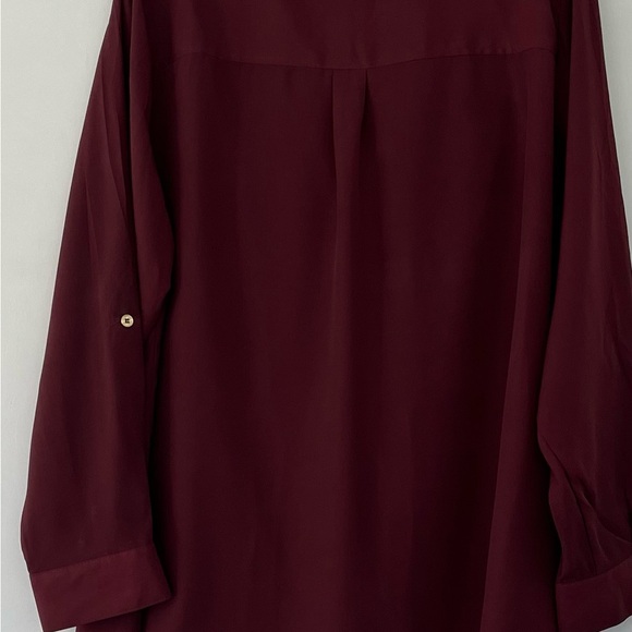 Lane Bryant Burgundy Blouse Top Tunic Gold Zipper Buttons Size 22/24 - Picture 9 of 10
